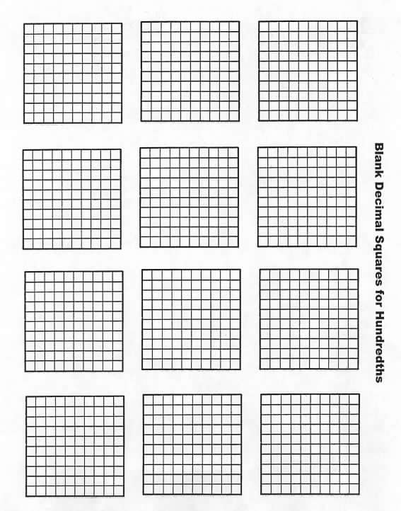 Blank Hundredths Decimal Squares – Decimal Squares